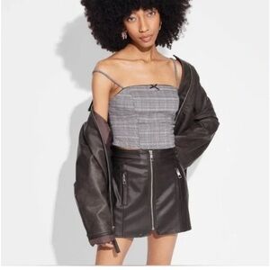 NWT Wild Fable Faux Leather Moto Brown Leather Skirt